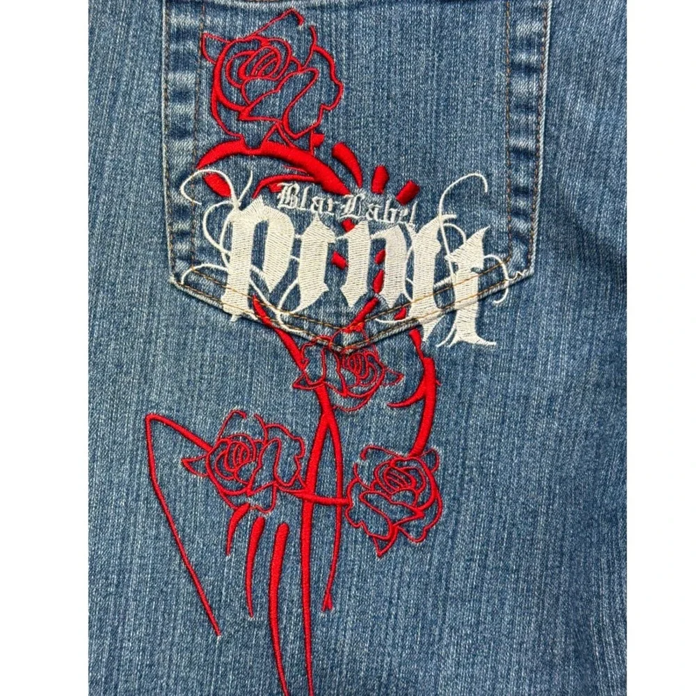 Black Label‎ Y2K Capri Jeans 13 14 Rose Graphic Blue
